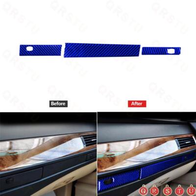 Blue Carbon Fiber Co-pilot Watercup Panel Cover Trim For BMW 5 Series E60 05-11