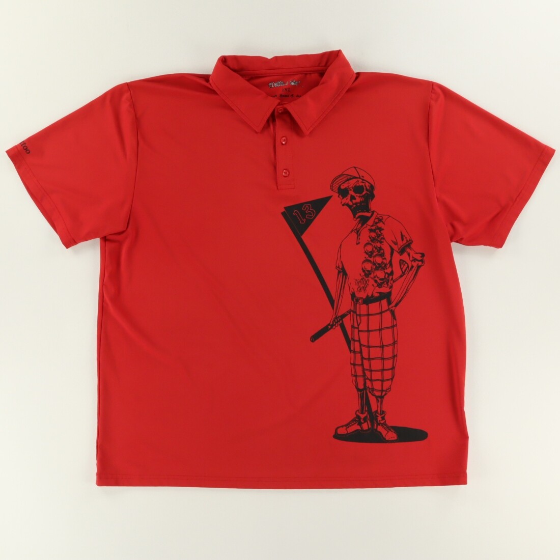 Tattoo Golf Bones Polyester Solid Polo Shirt Red … - image 1