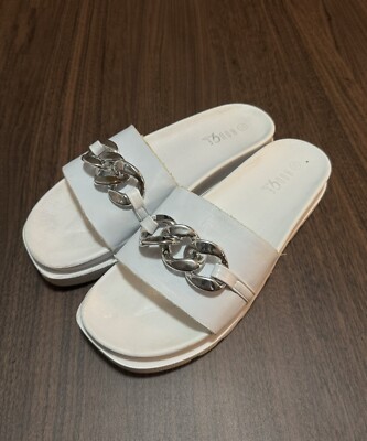 Rogue FlipFlop Slides White W Silver Accent Size 11