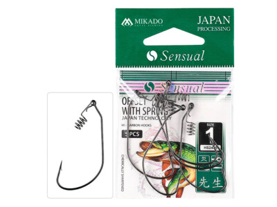 Mikado Sensual Offset with Spring Black Nickel Barbed Hooks for Baits and Lures