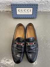 Authentic GUCCI WMNS 5.5US 35.5EU Jordaan Horsebit Loafer Shiny Black Leather