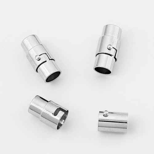 Silver Tone Barrel Magnetic Clasp End Caps Lock For 3mm 4mm 5mm 6mm Leather Cord - Picture 16 of 17