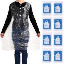 100 Pack Plastic Disposable Waterproof Aprons for Painting Hair Dye Cooking