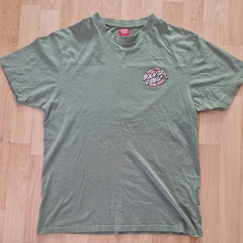 Men's Santa Cruz T-shirt Skateboarding Green Graphic Print Size Medium