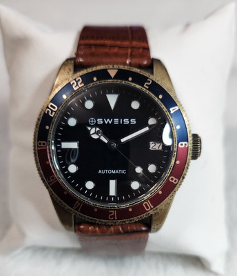  Sweiss & Co. Navigator 1954  Automatic Watch  39mm Bronze Blue/Red Pepsi Bezel