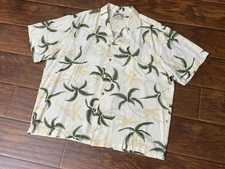 Paradise Found Mens Hawaiian Pocket Rayon Shirt Palm Trees Short Sleeve XL