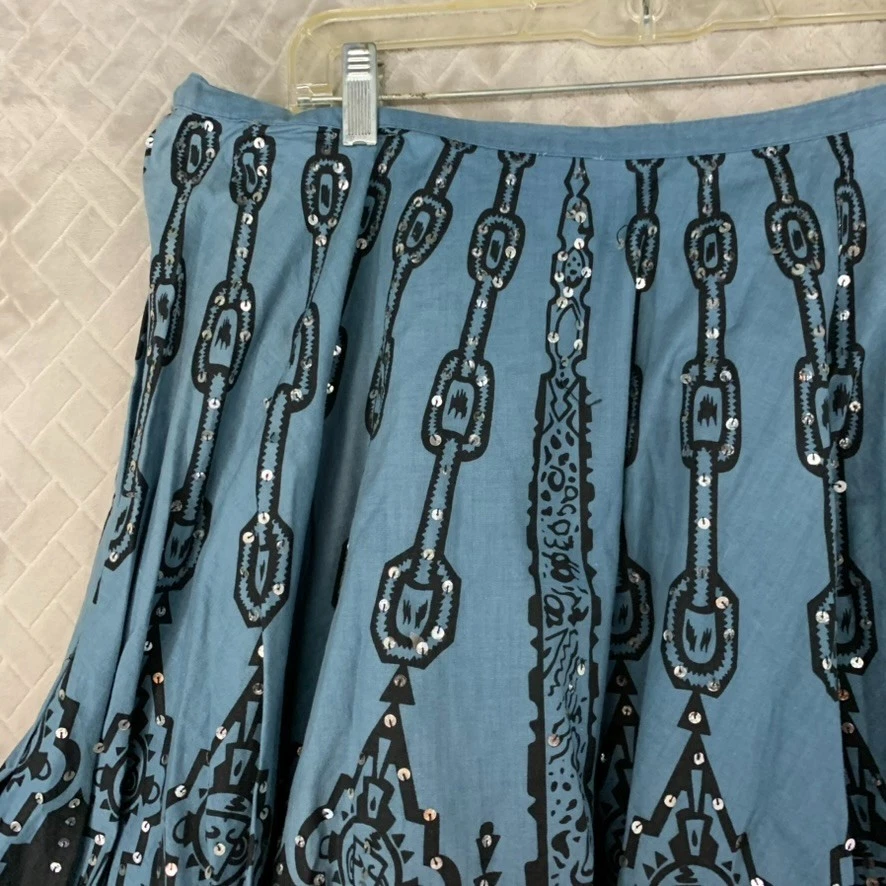 Sunny Leigh Mujer 14 Falda Azul Larga Midi Lentejuelas Boho Gitana Línea A Festival Foto 2 de 4