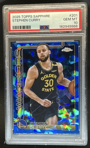2025-26 Topps Chrome Sapphire Stephen Curry #201 Warriors PSA 10 GEM MINT
