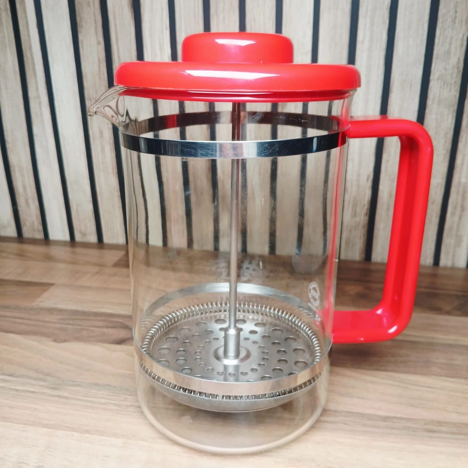 Bodum Bistro French Press Coffee Maker Red Lid Glass Jug