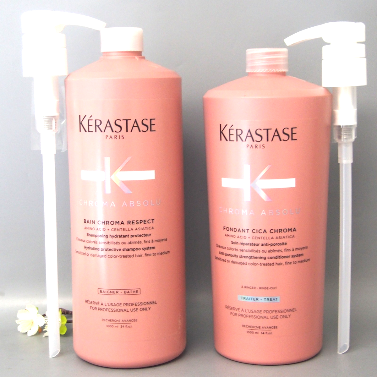 W/Pumps Kerastase Chroma Absolu Bain Chroma Respect & Fondant Cica