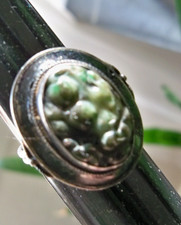Vintage art deco Sterling ring jewelry Southwest APPLE GREEN jadeite jade
