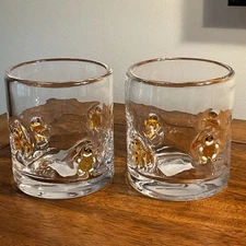 Christmas Gingerbread Man Inlay Double Old-Fashioned Glasses-Set of 2-NEW
