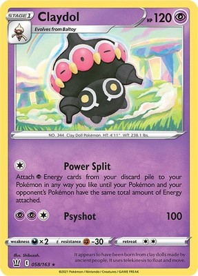 Claydol SWSH05 058/163 Pokémon SWSH05: Battle Styles Rare Normal EN NM