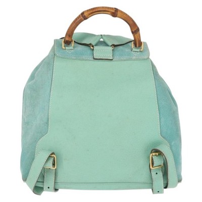 Gucci Vintage Bamboo Backpack Suede Green Suede Backpack | eBay