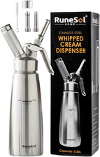 Sifone Da Cucina Acciaio Inox 500Ml, Sifone Panna Montata Con 3 Ugelli per Decor