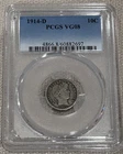 1914-D Barber Dime 10C PCGS VG-08 Key Date Certified 60882697