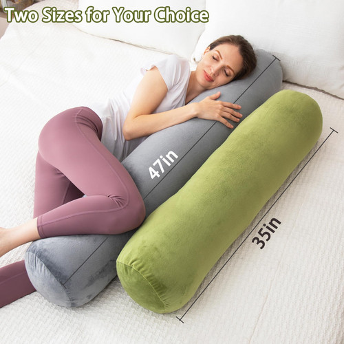 Bolster Pillow for Bed, Long Round Body Pillow for Adults with Removable Velv... - Picture 2 of 7