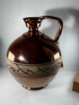 Große Vintage Kupfer + Keramik Vase / Urne / Kanne - Mejias Polonio Spanisch 27 cm