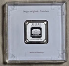 Geiger Edelmetalle Original 10 Gram .999 Pure Silver Square Encapsulated w/Assay