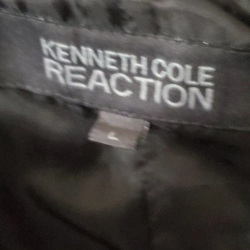 Kenneth Cole Reaction Men's Black Cotton Blend Overcoat Zip/Button L image 4