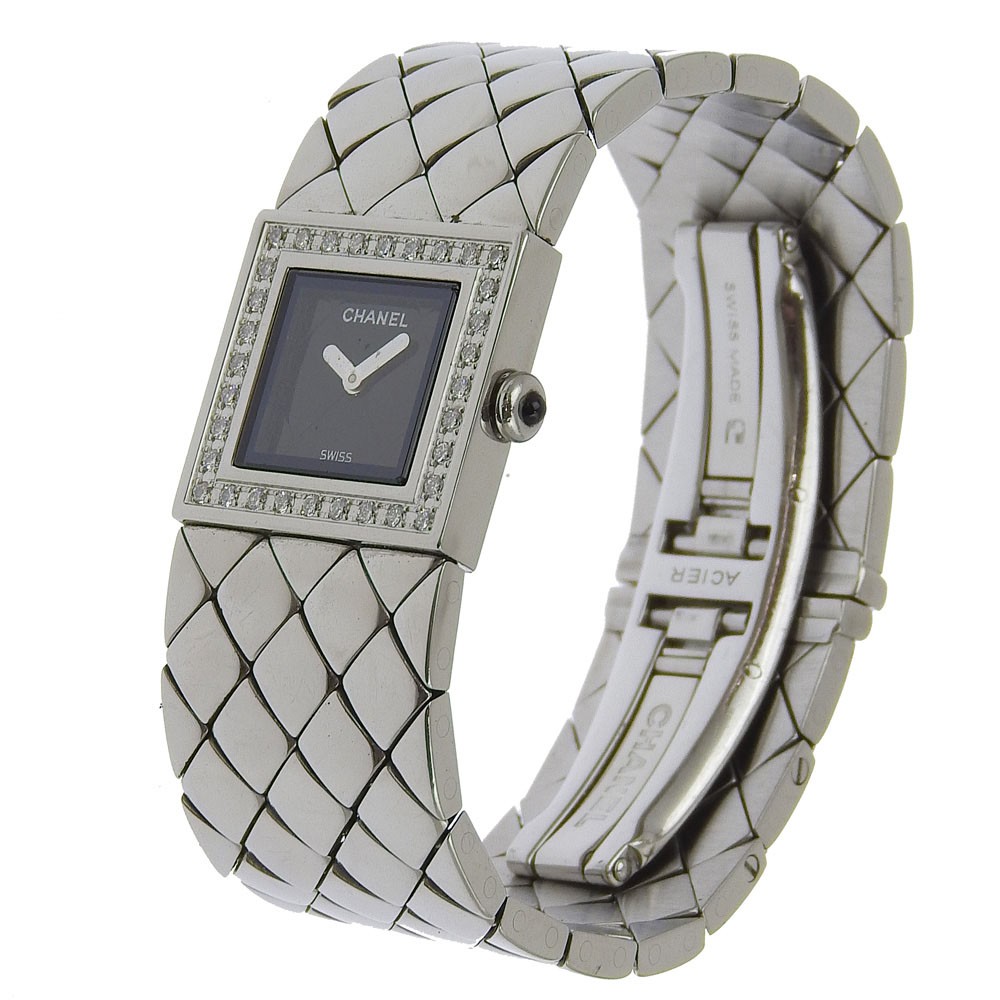 CHANEL H0489 Diamond Bezel Matelasse Watches blackDial  display picture 2
