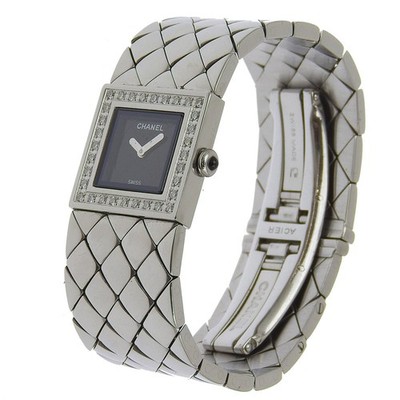 CHANEL Mademoiselle Watches Stainless Steel Bezel Diamond Chanel Mademoiselle H2928 Black Dial White Gold Diamond main image 4