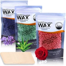 Hard Wax Beads, 3 Pcs Hair Removal Waxing Beans for Women Men,... 