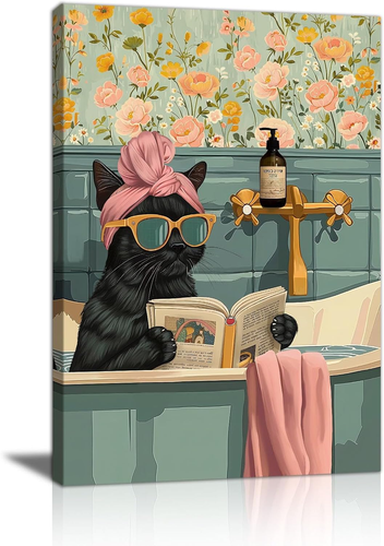 Set di 4 stampe artistiche da parete per bagno, fenicottero rosa senza cornice, uccello tropicale fenicottero nella vasca da bagno, decorazione da parete per ragazze bagno 30,5 x 40,6 cm