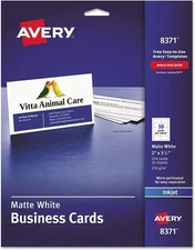 Avery 8371 Business Cards, Inkjet, 2-Inch x3-1/2-Inch, 250/PK, White