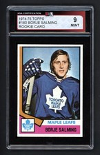 1974-75 TOPPS #180 BORJE SALMING ROOKIE CARD KSA 9 MINT