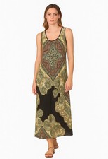 Boston Proper Slip Maxi Dress Women’s 6 Satin Paisley Y2K Boho Hippie Vintage