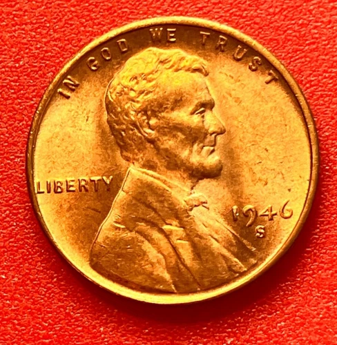 1946-S Lincoln Wheat Cent Penny GEM RED BU From an Original Bank Roll