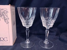 CHERBOURG Set of 2 - 24% French Lead Crystal Water GOBLET Pair WM Dalton In Box