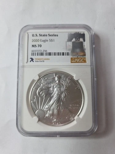 2020 7K Metals U.S. State Series American Silver Eagle NGC MS70 - Pennsylvania