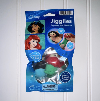 Disney Jigglies Squeezy & Stretchy Princess Ariel & Jasmine 2pc Set
