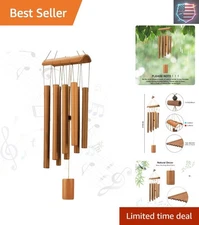 Handcrafted Yellow Bamboo Wind Chimes - Soothing Melody for Outdoor Beauty
