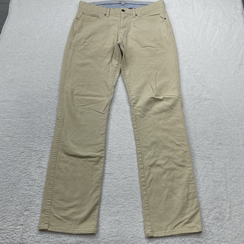 Peter Millar Herren 34 Freizeit Chino Khaki Hose Beige Baumwolle Stretch Größe 34x32