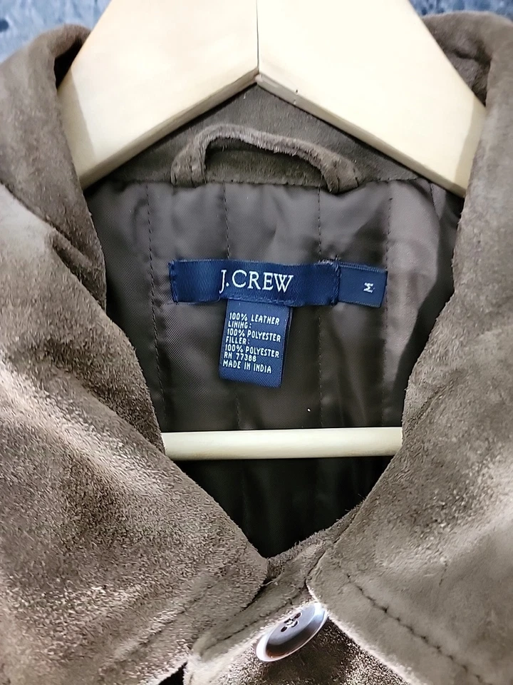 VTG J.Crew Heavy suede Leather quilted Hunting/Barn coat Oversized Medium - Image 3 of 4