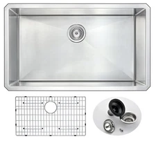 Vanguard Undermount Stainless Steel 32 in. 0-Hole Single Bowl Kitchen Sink
