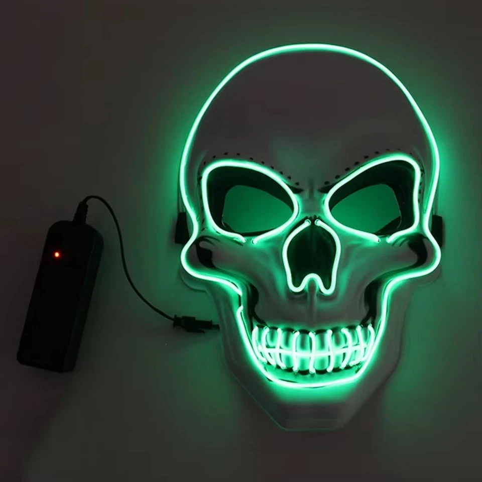 Halloween Horror Skull Mask LED Cold Light Mask LED Halloween Mask Cosplay Mask - Image 2 of 4