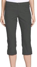  NWT Eddie Bauer Ladies Rainier Tech Capri Pants Dark Smoke,8 
