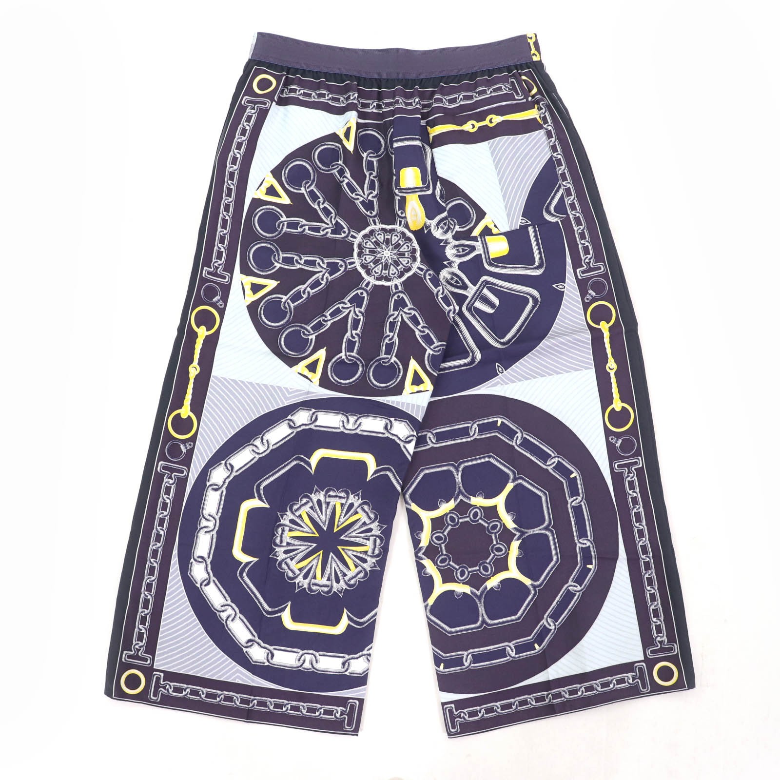 HERMES Cropped pants Kaleidoscope Effect Navy silk Women 40 thumbnail 2