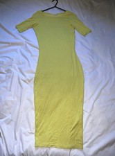 River Island Yellow Bodycon Snatched Midi Dress UK 6 EUR 32
