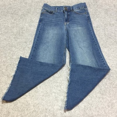 Sofia Jeans by Sofia Vergara Margot Wide Leg Raw Hem Blue Denim Jeans Womens 8