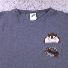 VTG Warner Bros Studio Store T-Shirt Size Medium Taz Tasmanian Devil Pocket Gray