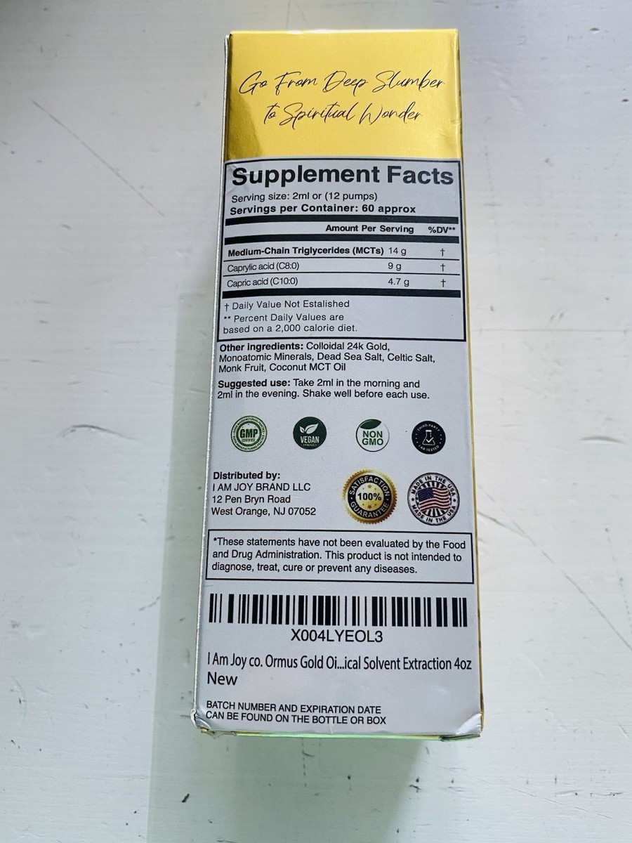 I am Joy Ormus Gold Oil Monoatomic 4oz Decalcify Pineal Gland