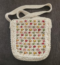 Vintage Magid 1960's White Rafia Straw Purse With Beads Made in Japan