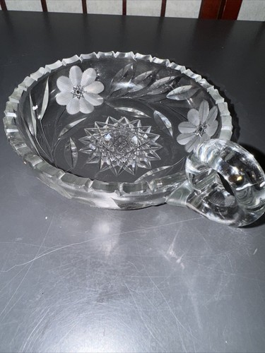Vintage American Brilliant Style Cut Glass ABP Nappy Candy NUT Dish with Handle - Picture 20 of 21
