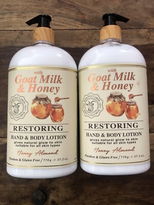 (2 Pack) Home & Body Marlowe s Shop Goat Milk Honey Restoring Hand & Body Lotion