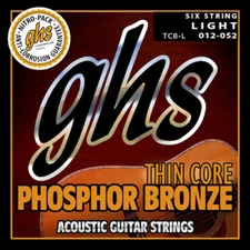 GHS Thin Core Phosphor Bronze Low Tension Acoustic Guitar Strings; TCB-L 12-52